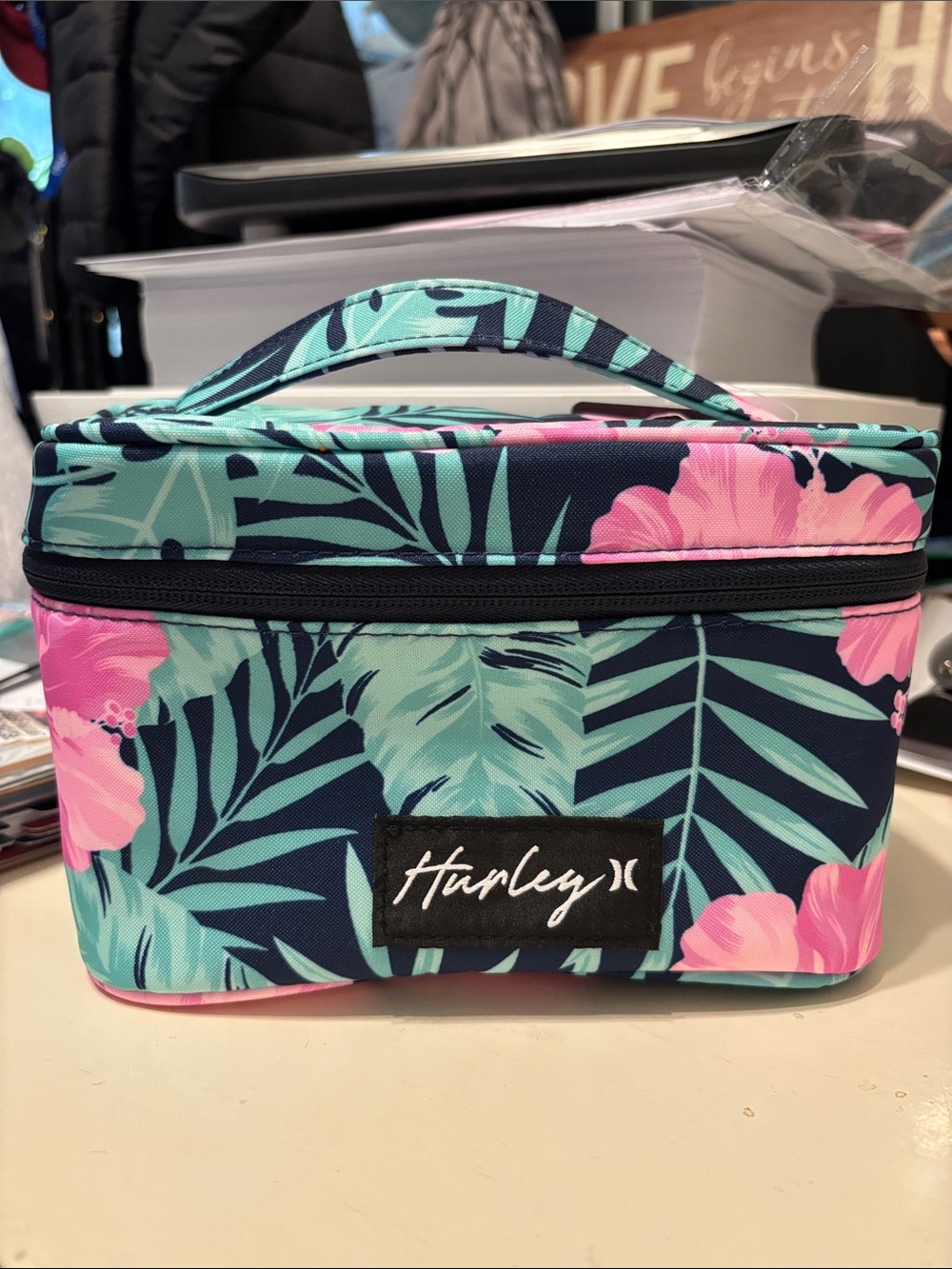 Hurley Navy, Mint & Pink Tropical Travel Case